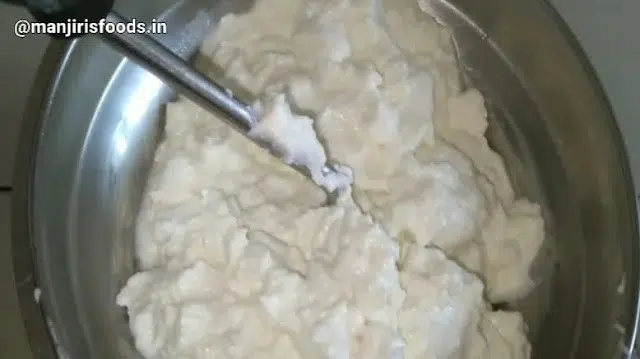 How to Make Shrikhand at Home Hung Curd transferred to a Beating Mashine