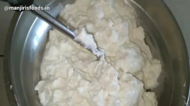 How to Make Shrikhand at Home Hung Curd transferred to a Beating Mashine