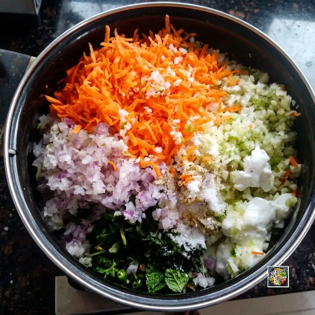 How To Make Appe From Jowar Flour | Jowar Flour Appe Mixing jowar flour with curd, spices, and chopped vegetables in a bowl