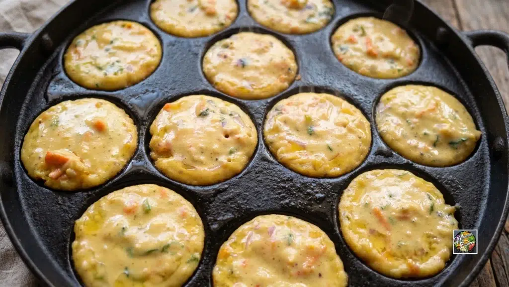 How To Make Appe From Jowar Flour | Jowar Flour Appe Jowar appe batter poured into appe pan cavities