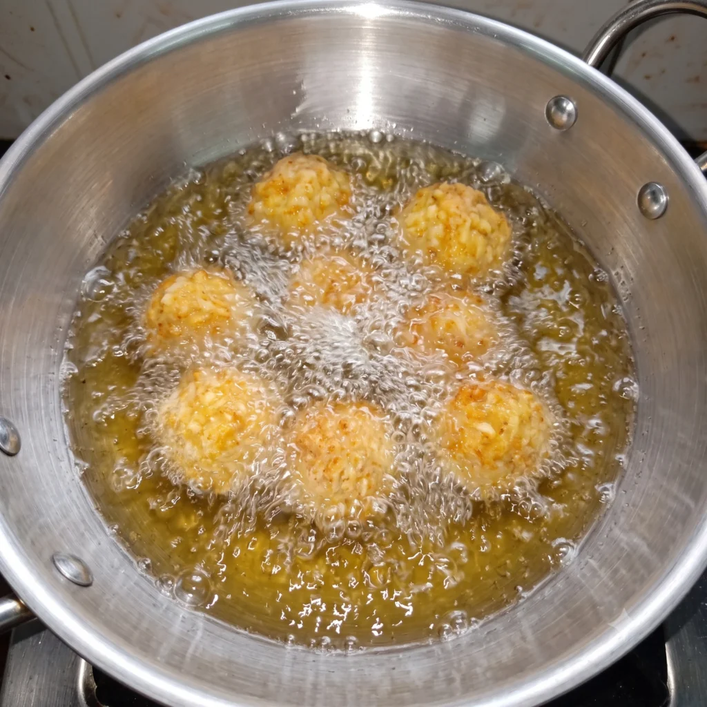 Frying Cabbage Koftas In oil